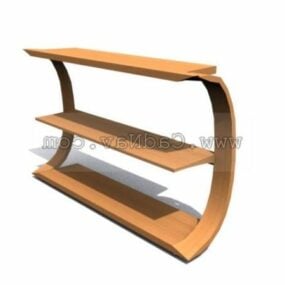 Wooden Store Curved Display Rack 3d model