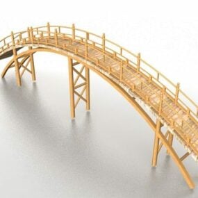 Puente de arco de madera para jardín modelo 3d