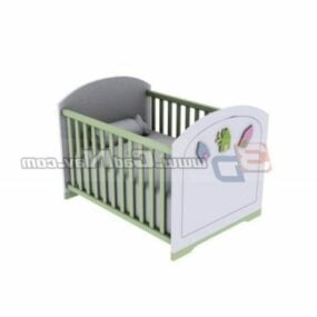 Wooden Small Baby Bed 3d model