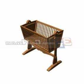 Classic Wooden Baby Crib Cradle 3d model