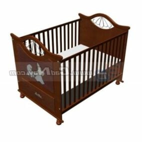 3д модель Простая деревянная детская кроватка