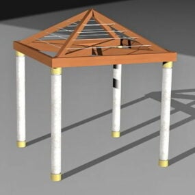 Gazebo chino estructura de madera modelo 3d