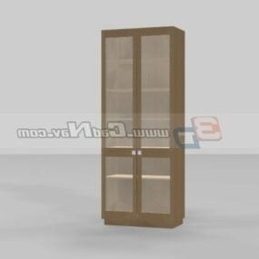 Drewniana szafka biurowa ze szklanymi drzwiami Model 3D