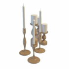 Wooden Antique Candle Holders Set