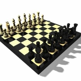 Antique Wood Chess Set 3d model