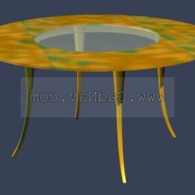 Mesa de centro con muebles de madera y tapa de cristal modelo 3d