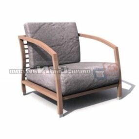 Wooden Relax Cushion Sofa Chair 3d model