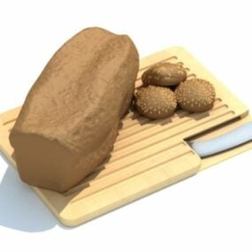 3d модель кухонної дерев'яної обробної дошки з їжею