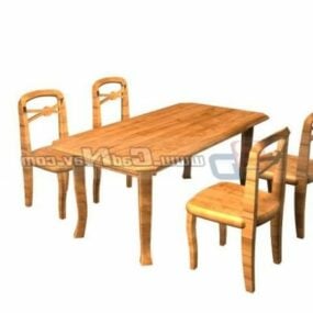 3д модель обеденного стола со стульями