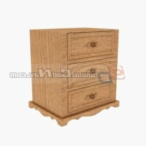 3д модель домашнего винтажного деревянного шкафа с ящиками