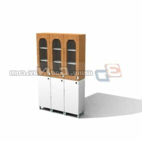 Office Wooden File Cabinet 3d model