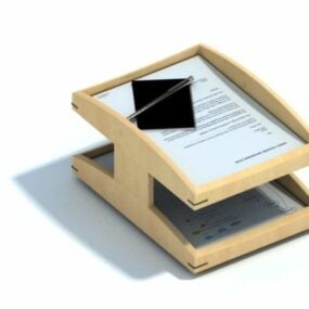 Office Wooden File Holder Document 3d model