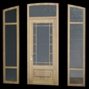 Wood Frame French Doors 3d model