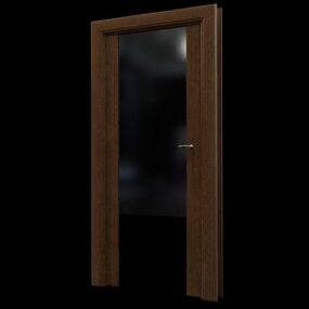 Wooden Framed Home Glass Door 3d model
