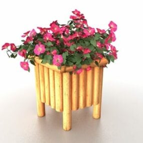 Wooden Garden Flower Planters 3d model