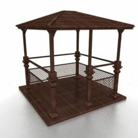 Outdoor Garden Antiker Holzpavillon 3D-Modell