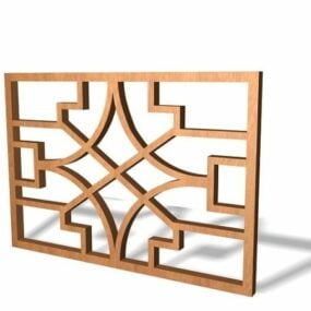 Wooden Design Grille Panel Window 3d model
