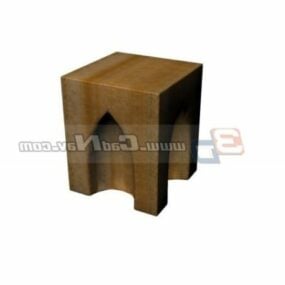 Furniture Wooden Kids Cube Stool 3d model