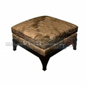 Furniture Wooden Ottoman Chair 3d model