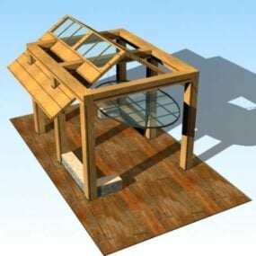 Gazebo da patio in legno antico modello 3d