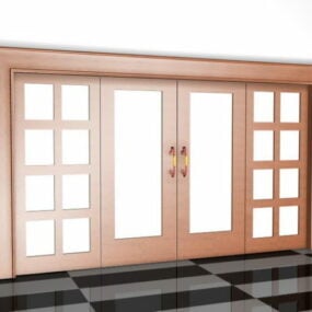 3D model dělících dveří v dřevěném stylu