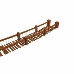 Drewniany most linowy ogrodowy Model 3D