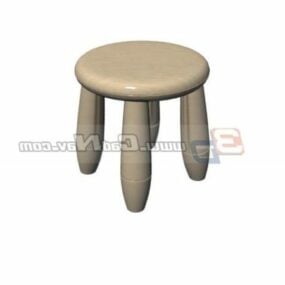 Wooden Round Stools Furniture 3d model