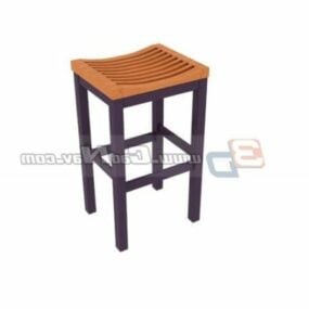 Furniture Wooden Saddle Bar Stool 3d model