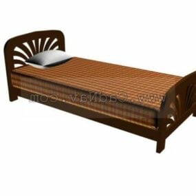Bedroom Wooden Single Bed 3d model
