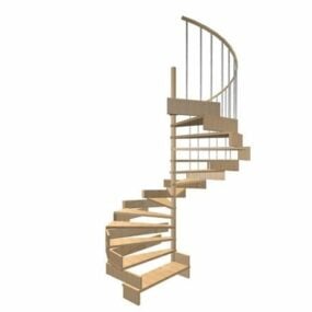 راه پله مارپیچ چوبی خانه مدل سه بعدی