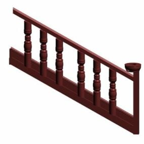 Wooden Style Stair Railings Interior 3d model