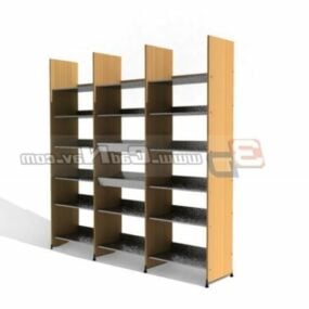 Wooden Library Book Shelf 3d model