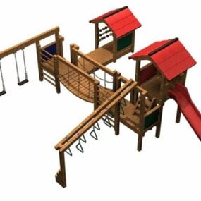 Wooden Swing Playset Building 3d-modell