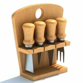 Kuchyňský dřevěný držák na náčiní 3D model