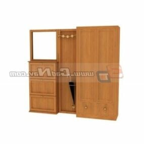 Wooden Wardrobe Closet Furniture 3d model