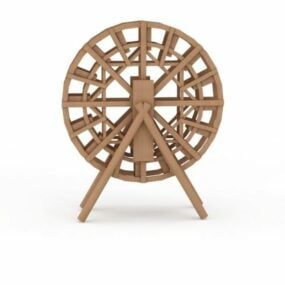 Herramienta de rueda de agua de madera modelo 3d