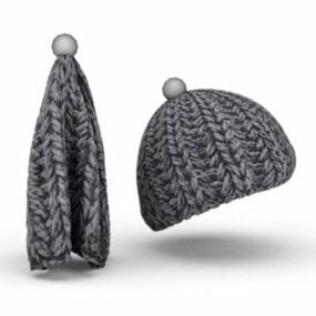 3д модель женской модной шерстяной вязаной шапки