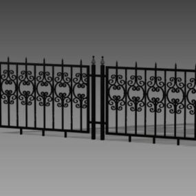 Black Wrought Iron Home Fence 3d model