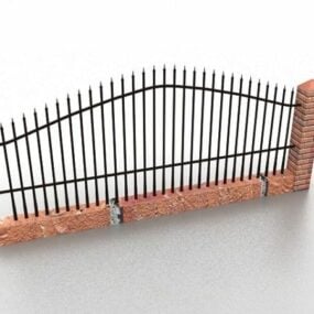 Modelo 3d de cerca de jardim doméstico de ferro forjado