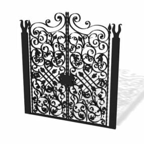 Modello 3d di design del cancello vintage in ferro battuto nero