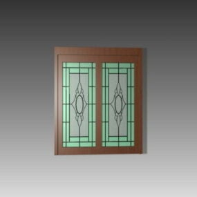 Wooden Frame Glass Door 3d model