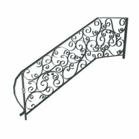 Black Wrought Iron Home Stair Railing 3d model