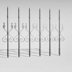 Building Wrought Iron Stair Railing Parts 3d model