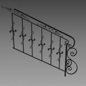 Mô hình 3d lan can cầu thang sắt rèn trang trí