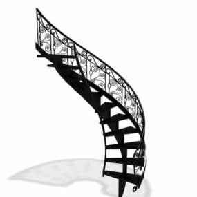 Wrought Iron Antique Curved Staircase 3d model