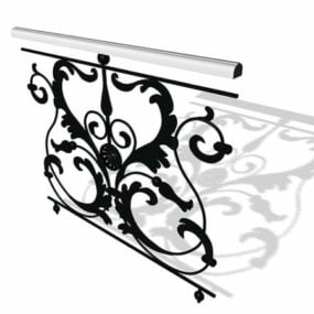 Ringhiera per scale decorative in ferro battuto modello 3d