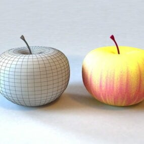 Modelo 3d realista de manzana amarilla