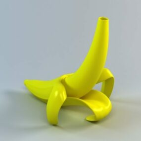 مدل سه بعدی گلدان موزی شکل زرد اسباب بازی