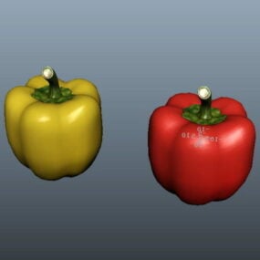 Food Yellow And Red Bell Peppers 3d model