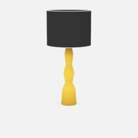 Tischlampe mit gelbem schwarzem Schirm, 3D-Modell